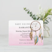 Invitation Dream Catcher baby shower d'aquarelle rose (Debout devant)