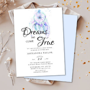 Invitation Dream Catcher Watercolor Blue Boy Baby shower