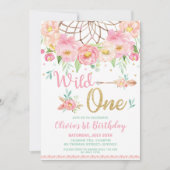 Invitation Dream Catcher Wild One Birthday Boho Floral (Devant)