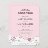 Invitation Dream Come True Cloud Neuf Baby shower (Devant / Derrière)