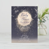 Invitation Dream Moon Baby shower magique des étincelles cosm (Debout devant)
