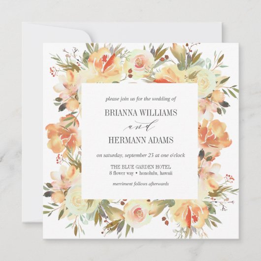 Invitation Dream Peach | Fancy Spring Floral Diamond Mariage (Devant)