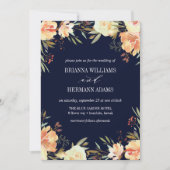 Invitation Dream Peach & Navy | Fancy rustique Flowers mariag (Devant)