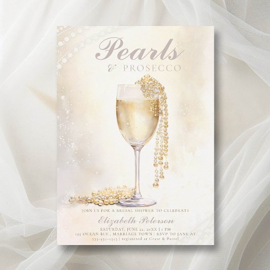 Invitation Dream Pearls Prosecco Élégante Fête des mariées de