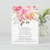 Invitation Dream Pink Flowers Bridesmaids Mariage du déjeuner (Debout devant)