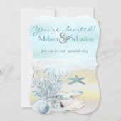 Invitation Dream Shore Beach Blue Wedding (Devant)