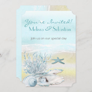 Invitation Dream Shore Beach Blue Wedding