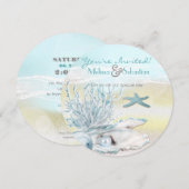 Invitation Dream Shore Beach Blue Wedding (Devant / Derrière)