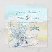 Invitation Dream Shore Beach Blue Wedding (Devant / Derrière)