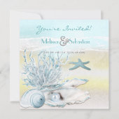Invitation Dream Shore Beach Blue Wedding (Devant)