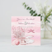 Invitation Dream Shore Beach Carnation mariage rose Invitatio (Debout devant)