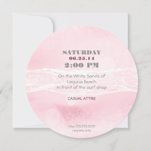 Invitation Dream Shore Beach Carnation mariage rose Invitatio (Dos)