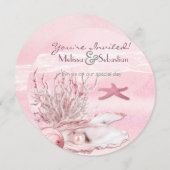 Invitation Dream Shore Beach Carnation mariage rose Invitatio (Devant / Derrière)