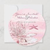 Invitation Dream Shore Beach Carnation mariage rose Invitatio (Devant)