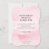 Invitation Dream Shore Beach Carnation mariage rose Invitatio (Dos)