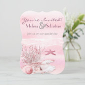 Invitation Dream Shore Beach Carnation mariage rose Invitatio (Debout devant)