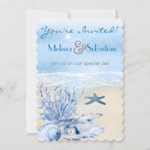 Invitation Dream Shore Beach Très Bleu Mariage Invite
