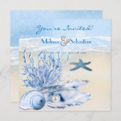 Invitation Dream Shore Beach Très Bleu Mariage Invite (Devant / Derrière)