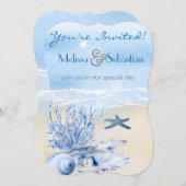 Invitation Dream Shore Beach Très Bleu Mariage Invite (Devant / Derrière)