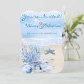 Invitation Dream Shore Beach Très Bleu Mariage Invite (Debout devant)