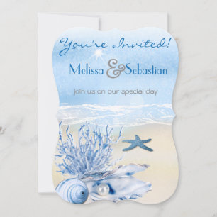Invitation Dream Shore Beach Très Bleu Mariage Invite