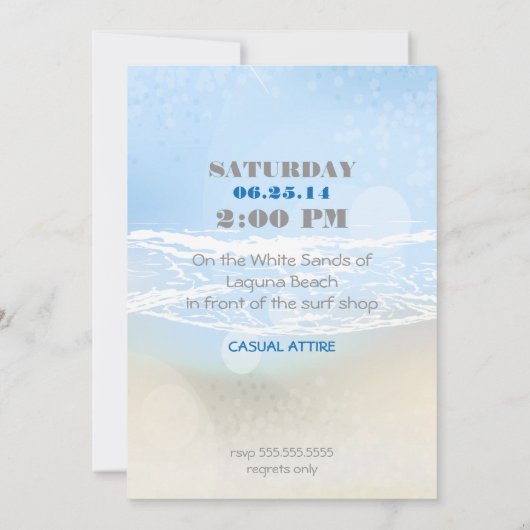 Invitation Dream Shore Beach Très Bleu Mariage Invite (Dos)