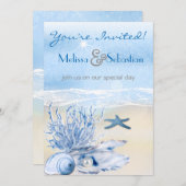 Invitation Dream Shore Beach Très Bleu Mariage Invite (Devant / Derrière)