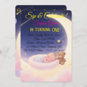 Invitation DreamBirthday Moon & Stars (Devant / Derrière)