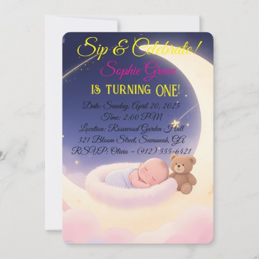 Invitation DreamBirthday Moon & Stars (Devant)