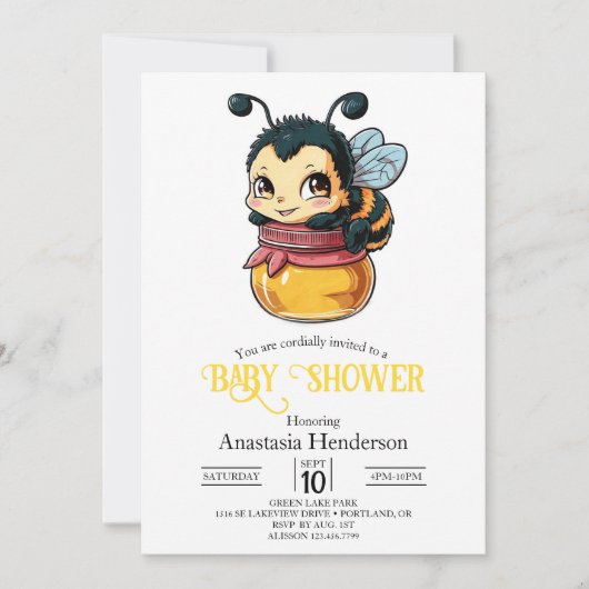 Invitation Dreamble Bumble Bee Baby shower (Devant)