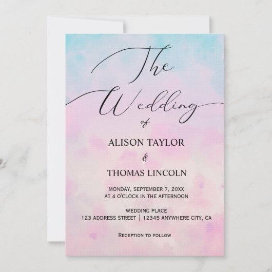 Invitation Dreambow Unicorn aquarelle tout en un (Devant)