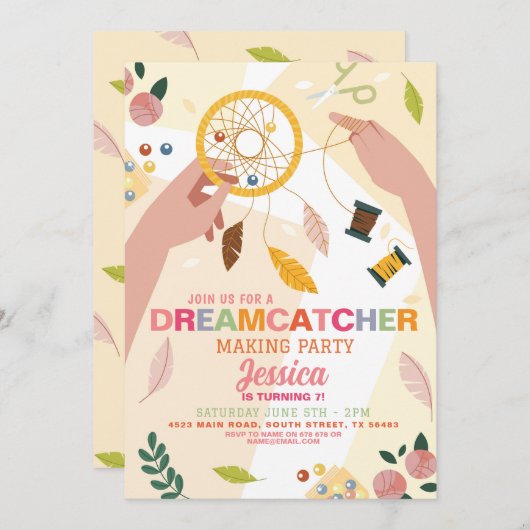 Invitation Dreamcatcher Fabriquant des Artisanats Perles Anni (Devant / Derrière)