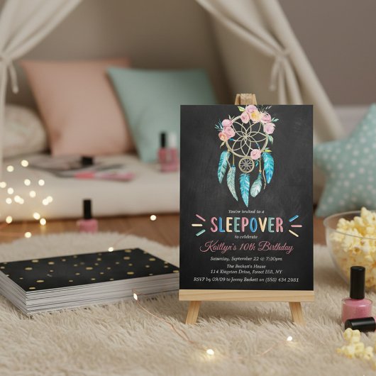 Invitation Dreamcatcher Slepover N'importe quel âge fête d'an
