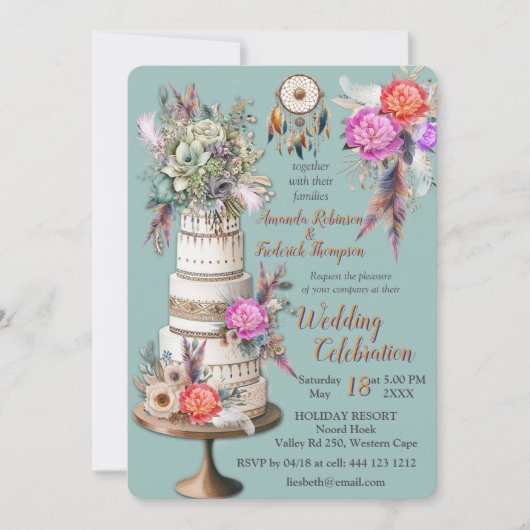 Invitation Dreamcatcher sur un thème bohème (Devant)