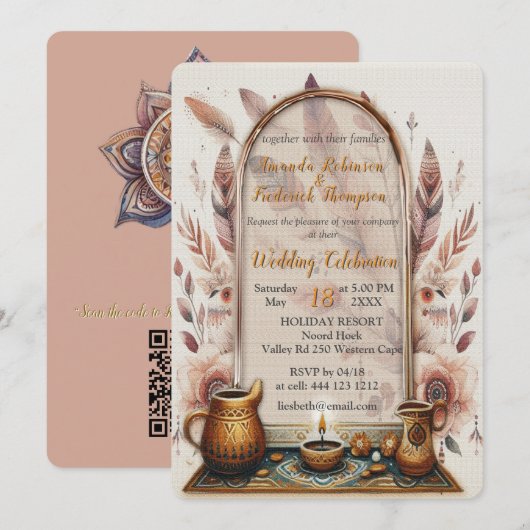 Invitation Dreamcaters dans un thème bohème (Devant / Derrière)