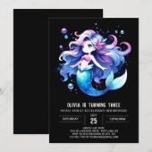 Invitation Dreamfun Mermaid Anniversaire (Devant / Derrière)