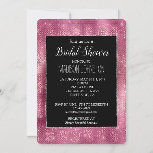 Invitation Dreamink Black Glitzy Silver Sparkle (Devant)
