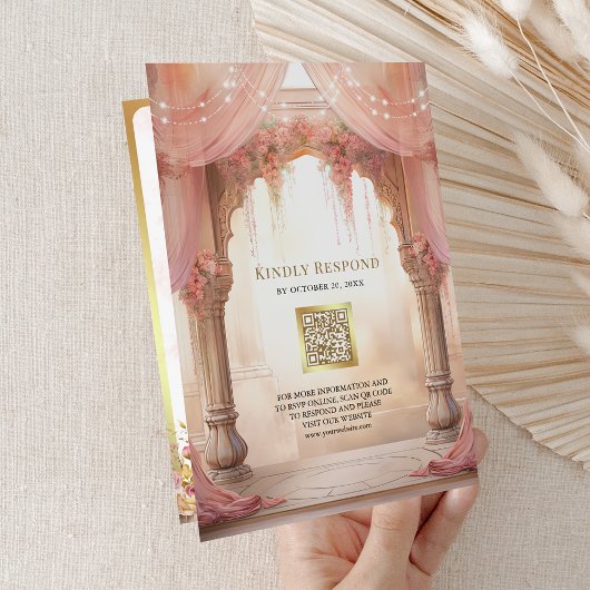 Invitation Dreamink Floral Indien Mandap Mariage hindou