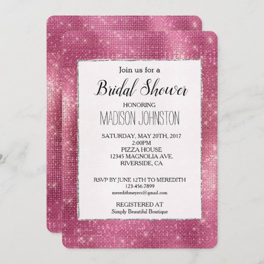 Invitation Dreamink Glitzy Silver Sparkle (Devant / Derrière)