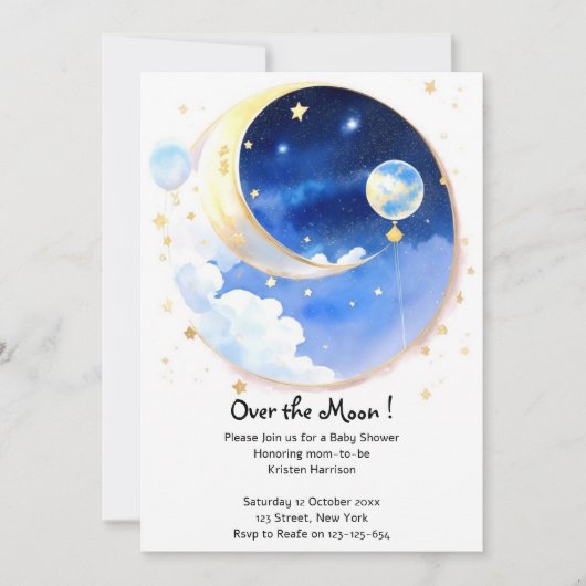 Invitation Dreamlike Celestial Space Boy Baby shower (Devant)