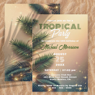 Invitation Dreamly Sparkly Palm Feuilles Tropical Birthday Pa