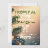 Invitation Dreamly Sparkly Palm Feuilles Tropical Birthday Pa (Devant)