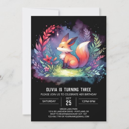 Invitation Dreamminimaliste Fox Anniversaire numérique (Devant)