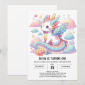 Invitation Dreammö Cute Dragon 1er anniversaire (Devant / Derrière)