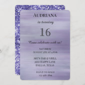 Invitation Dreample Violet Lavender Parties scintillant Glam  (Devant / Derrière)