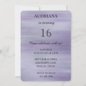 Invitation Dreample Violet Lavender Parties scintillant Glam  (Devant)