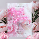 Invitation Dreamtic Romantic Peonies Floral Fête des mariées<br><div class="desc">Feminine,  moderne,  élégante et romantique conception de douche nuptiale avec des fleurs de pivoine rose pâle délicatement avec des lettres brillantes néon.</div>