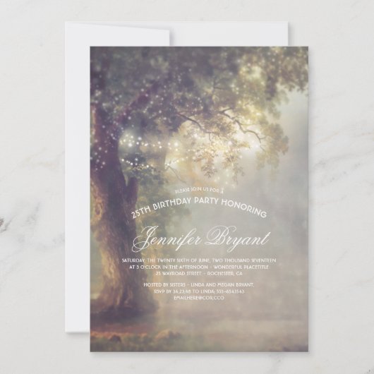 Invitation DreamTree String Illuminations Rustique Anniversai (Devant)