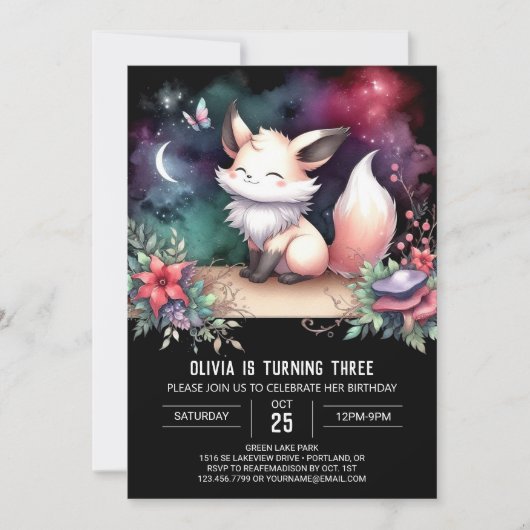 Invitation Dreamy Adorable Fox Anniversaire numérique (Devant)