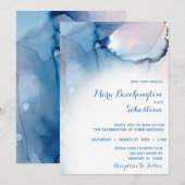 Invitation *~* Dreamy Aquarelle Blues Rose tendance Moderne (Devant / Derrière)